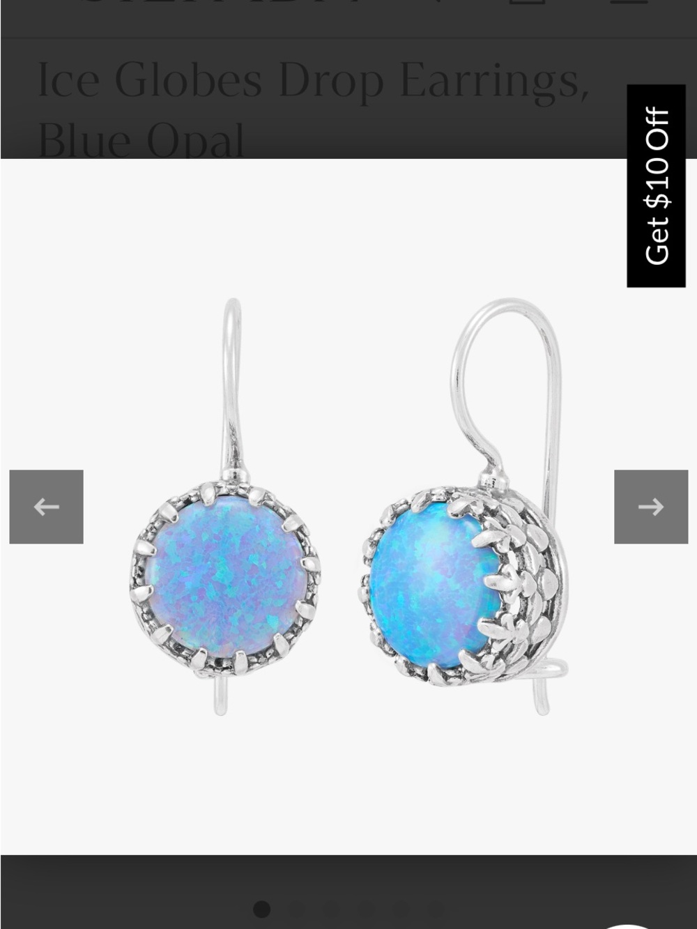 Silpada Ice Globe Drop Blue Opal Earrings - Sterling Silver Setting